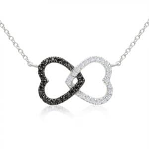 Collier i 14 kt. Hvidguld med Hjerter & Diamanter