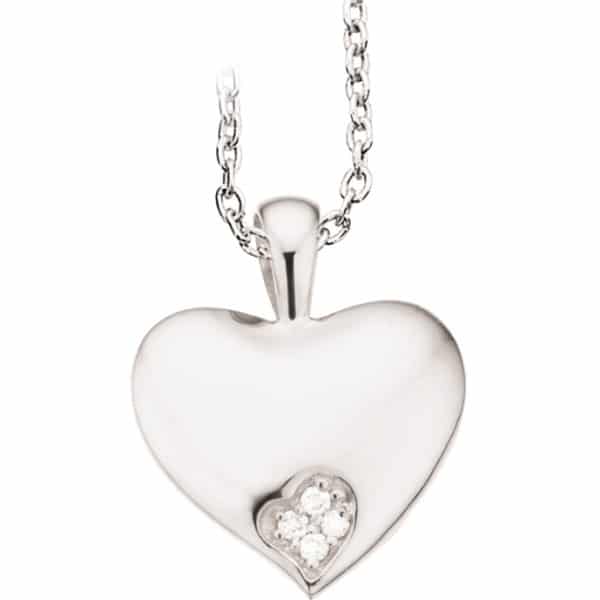 Hjerte 14 Karat Hvidguld Vedhæng fra Scrouples med Diamant 0,02 Carat W/P1