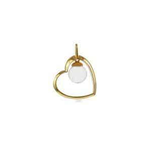 Spinning Jewelry - White Pearl Heart vedhæng i forgyldt sølv