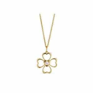 Spinning Jewelry - Halskæde Luck'n Love m. hjerter i forgyldt sølv