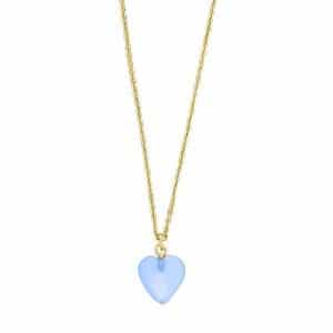 Nordahl Jewellery - YOU52 halskæde i forgyldt sølv m. blåt hjerte