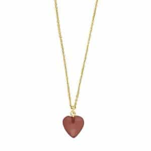 Nordahl Jewellery - YOU52 halskæde i forgyldt sølv m. rødt hjerte