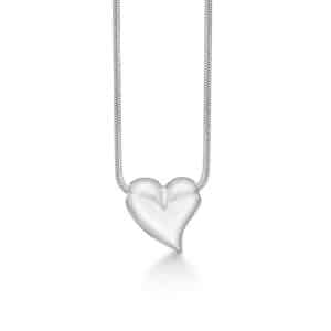 Randers Sølv - Halskæde med hjerte i rhodineret sølv