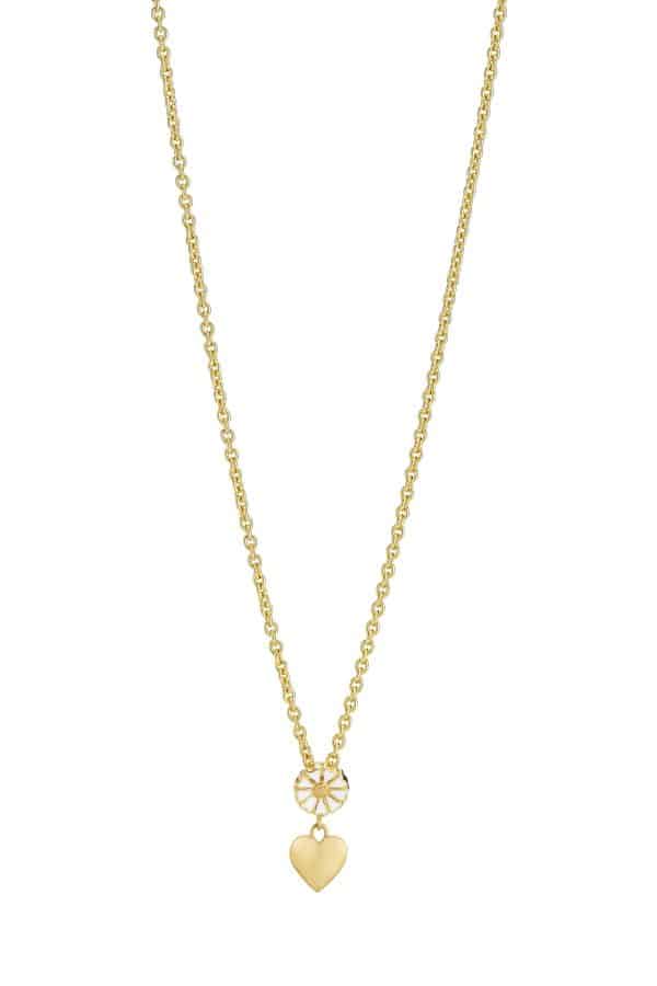 Lund Copenhagen marguerit collier - forgyldt/hvid - 902030-M