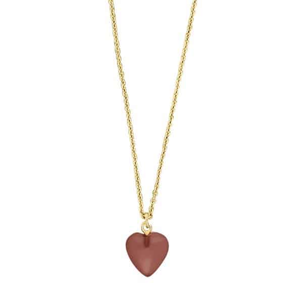 Nordahl Jewellery - YOU52 halskæde i forgyldt sølv m. rødt hjerte**