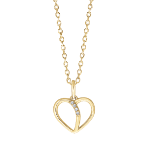 Hjerte 14 Karat Guld VedhÃ¦ng fra StÃ¸vring Design med Diamanter 0,02 Carat W/SI