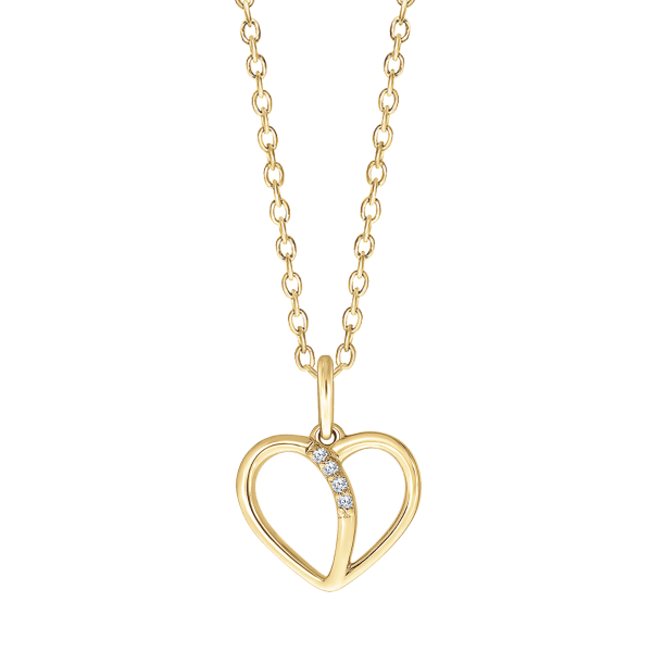 Hjerte 14 Karat Guld Vedhæng fra Støvring Design med Diamanter 0,02 Carat W/SI