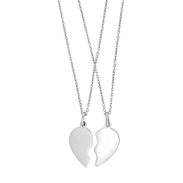 Noa Kids - Knæk-hjerte vedhæng i sølv med 2 halskæder