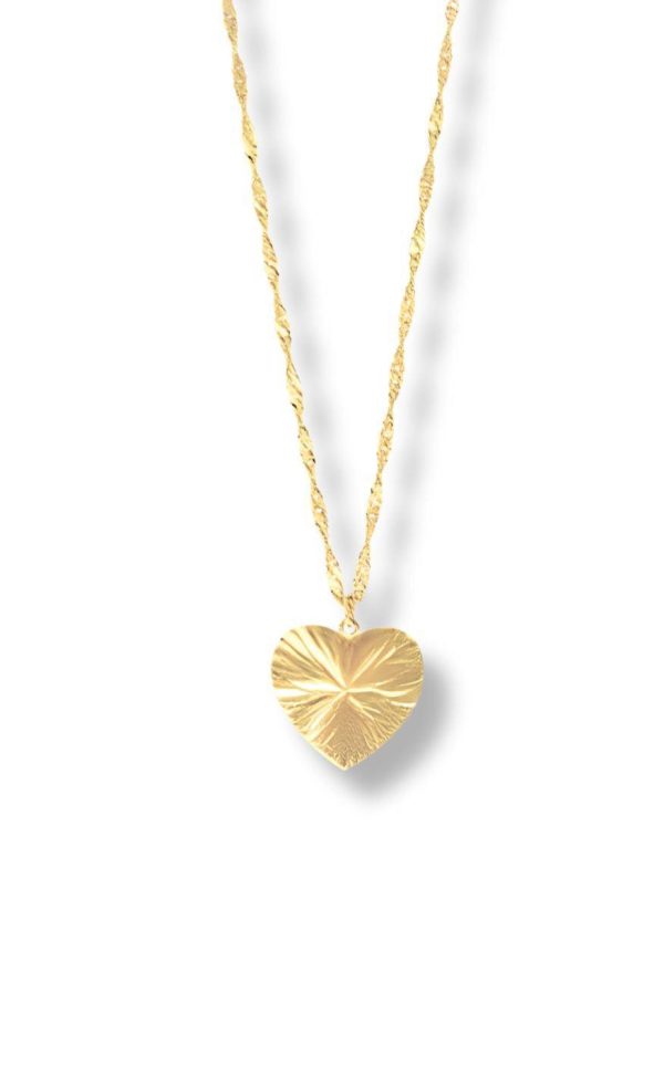 Smykkeli Copenhagen Halskæde - Textured Heart - Golden