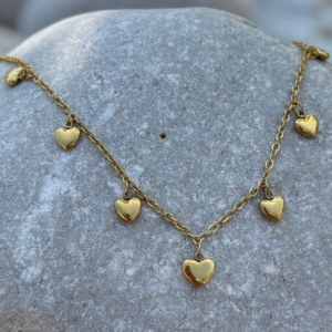 Smykkeli Copenhagen Halskæde - Mini Hearts - Gold Colour